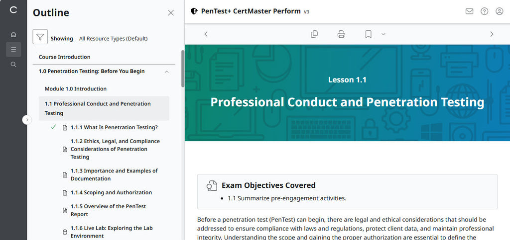 Best Value : CertMaster Perform CompTIA PenTest+ v3  (Exam PT0-003) - 3 Months Access , No Access Code