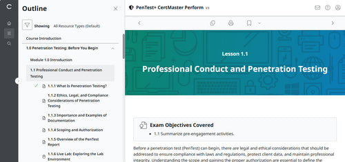 Best Value : CertMaster Perform CompTIA PenTest+ v3  (Exam PT0-003) - 3 Months Access , No Access Code
