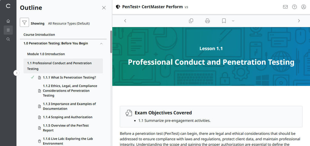CertMaster Perform  CompTIA PenTest+ PT0-003 (V3)