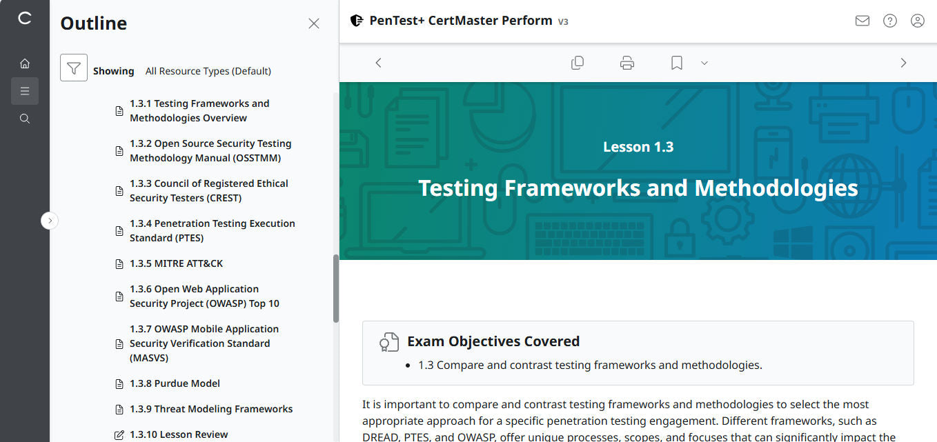CertMaster Perform  CompTIA PenTest+ PT0-003 (V3)