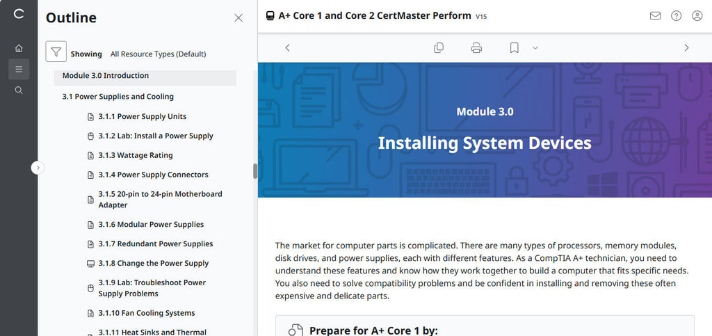 CertMaster Perform CompTIA A+ Core 1 & 2   (V15)