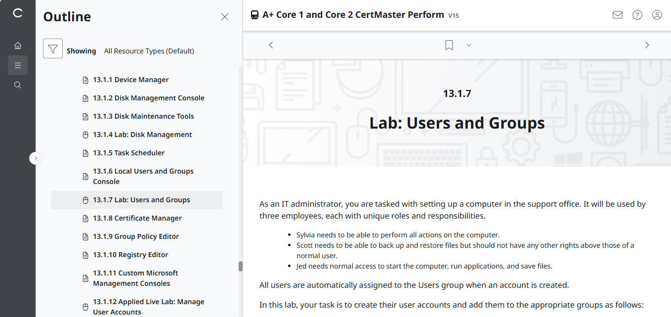 CertMaster Perform CompTIA A+ Core 1 & 2   (V15)