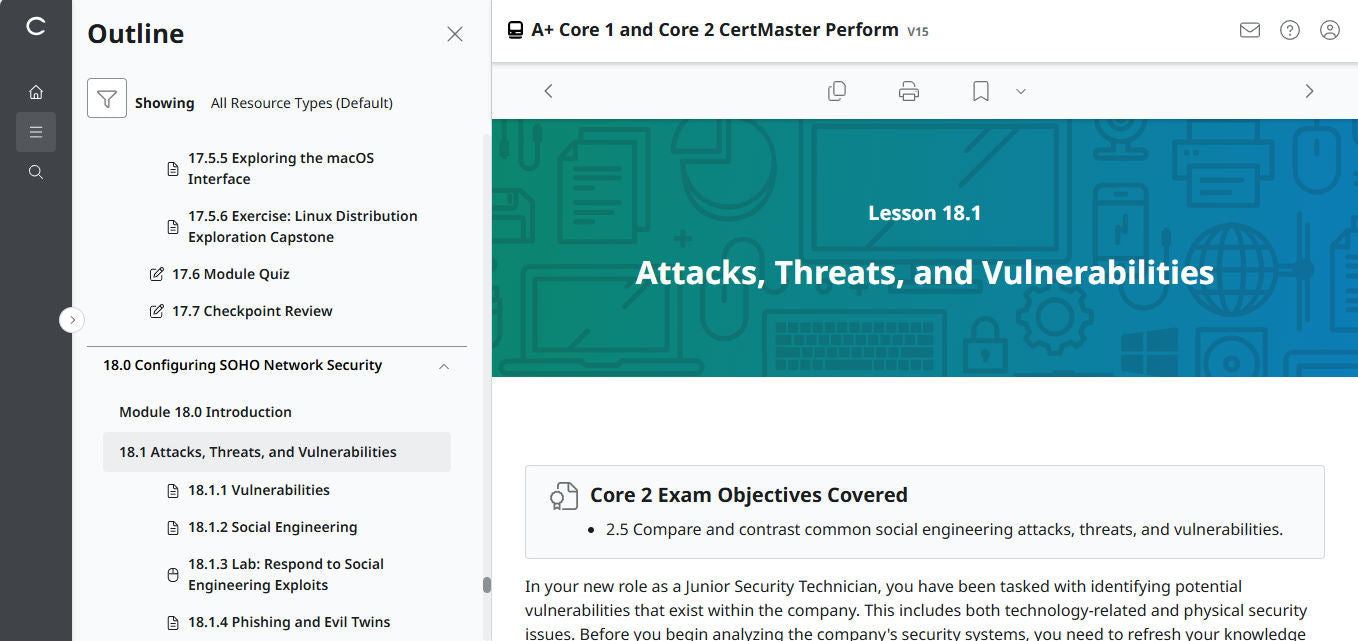 CertMaster Perform CompTIA A+ Core 1 & 2   (V15)