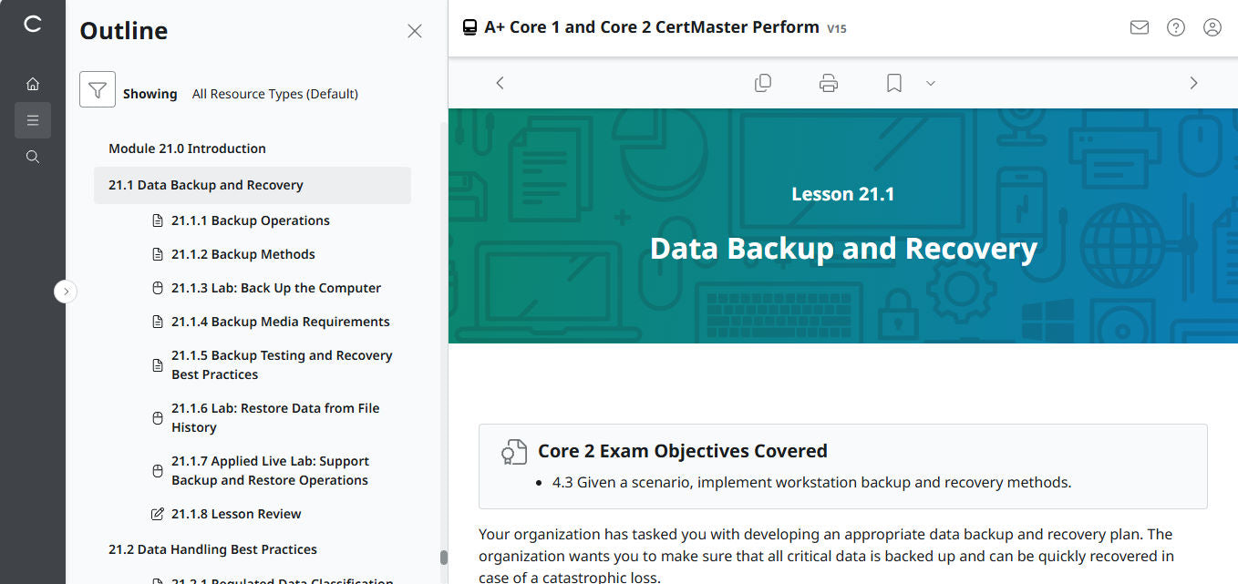 CertMaster Perform CompTIA A+ Core 1 & 2   (V15)