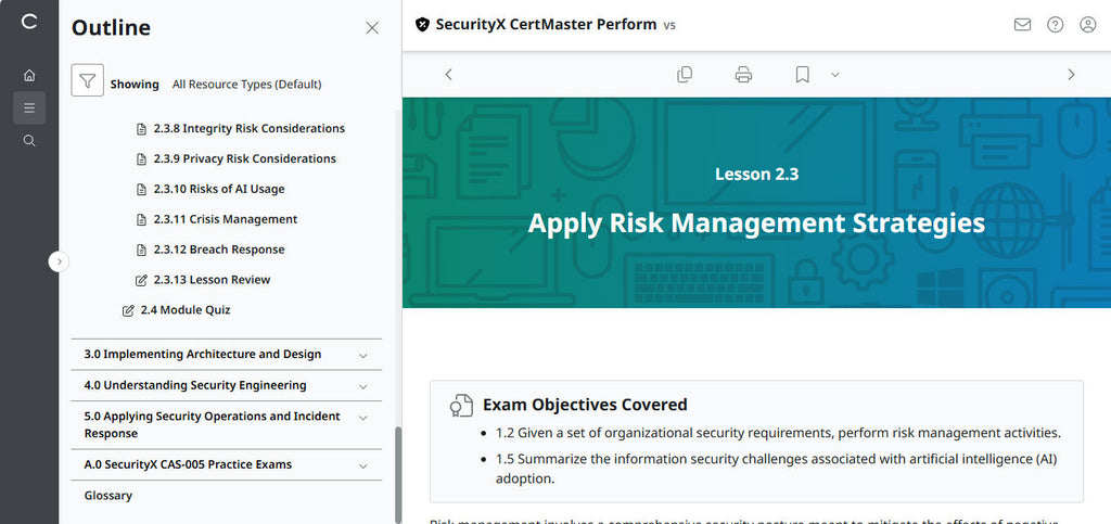 CompTIA CertMaster Perform  – SecurityX (Exam CAS-005)  Individual License